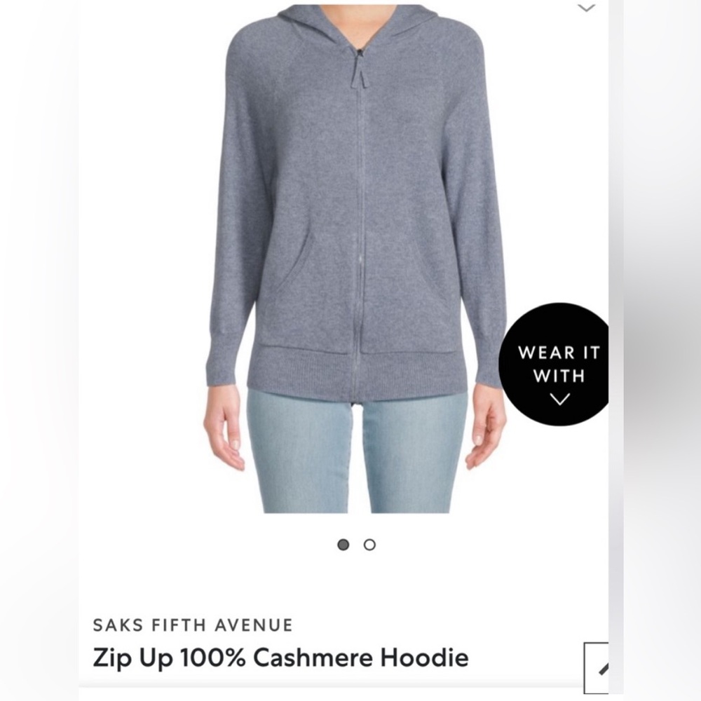 NWOT 100% Cashmere zip up sweater with hoodie